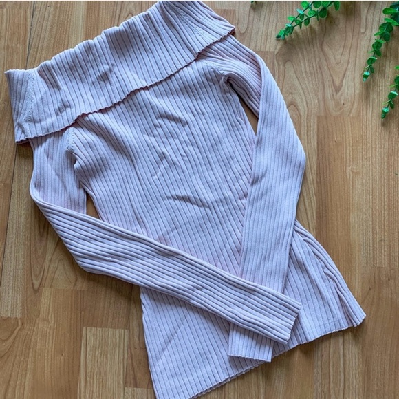 BCBGMaxAzria Risa Pullover Off Shoulder Ribbed Knit Sweater - Picture 8 of 8